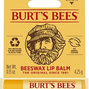 Burt's Bees 100% Natural Origin Moisturizing Lip Balm, Original Beeswax with Vitamin E & Peppermint Oil 0.15 Ounce Tube