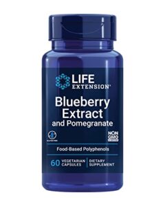 life extension blueberry extract & pomegranate – antioxidants supplement with wild blueberry & pomegranate polyphenols for brain and heart health – gluten-free, non-gmo, vegetarian – 60 capsules