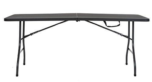 Cosco Vinyl 4-Pack Folding Chair, Black & Cosco Deluxe 6 foot x 30 inch Fold-in-Half Blow Molded Folding Table, Black