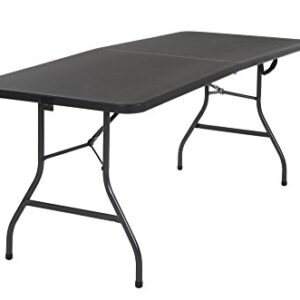 Cosco Vinyl 4-Pack Folding Chair, Black & Cosco Deluxe 6 foot x 30 inch Fold-in-Half Blow Molded Folding Table, Black