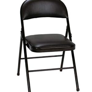 Cosco Vinyl 4-Pack Folding Chair, Black & Cosco Deluxe 6 foot x 30 inch Fold-in-Half Blow Molded Folding Table, Black