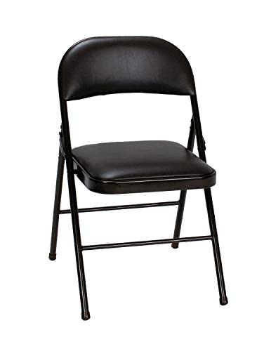 Cosco Vinyl 4-Pack Folding Chair, Black & Cosco Deluxe 6 foot x 30 inch Fold-in-Half Blow Molded Folding Table, Black