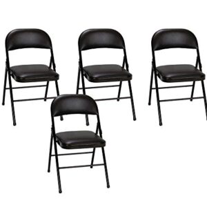 Cosco Vinyl 4-Pack Folding Chair, Black & Cosco Deluxe 6 foot x 30 inch Fold-in-Half Blow Molded Folding Table, Black