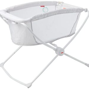 Fisher-Price Rock with Me Bassinet Color Scoops, Travel Baby Crib with Rocking Motion