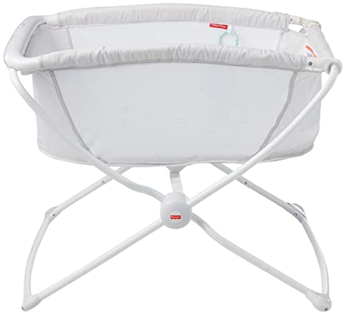 Fisher-Price Rock with Me Bassinet Color Scoops, Travel Baby Crib with Rocking Motion