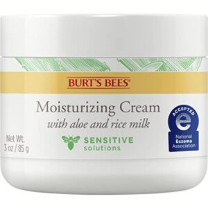 burt’s bees hydrating moisturizing cream for sensitive skin with aloe & rice milk, natural origin formula for face & body, 3 oz