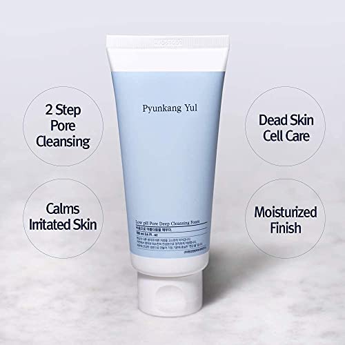 PYUNKANG YUL Low pH Pore Deep Cleansing Foam - 2 Step Solution Korean Facial Wash - Makeup Remover Face Cleanser with Witch Hazel, AHA - Cica, Tea Tree Extract - Rapid Moisture replenishment 3.4 Fl Oz