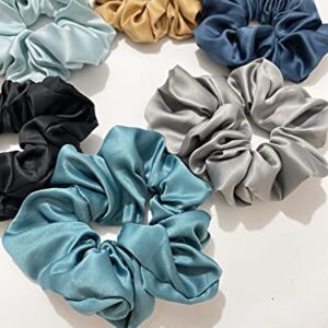 6 Pieces Satin Silk Scrunchies for hair, Big Hair Scrunchies Satin Hair Ties Ponytail Holder No Hurt Your Hair