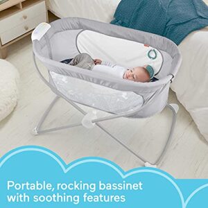 Fisher-Price Baby Crib Soothing View Vibe Bassinet Portable Cradle With Music Vibrations And Slim Fold For Travel, Moonlight Forest [Amazon Exclusive]