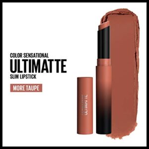 Maybelline Color Sensational Ultimatte Matte Lipstick, Non-Drying, Intense Color Pigment, More Taupe, Rose Nude, 1 Count