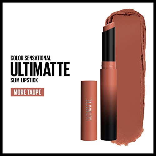 Maybelline Color Sensational Ultimatte Matte Lipstick, Non-Drying, Intense Color Pigment, More Taupe, Rose Nude, 1 Count