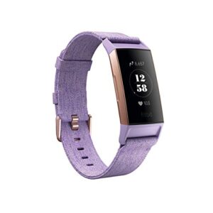 fitbit charge 3 se fitness activity tracker, lavender woven, one size (s & l bands included) (renewed)