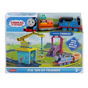 Thomas & Friends Motorized Toy Train Set Fix 'Em Up Friends With Carly The Crane, Sandy The Rail Speeder & Thomas For Ages 3+ Years