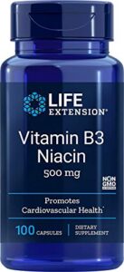 life extension – vitamin b3 niacin – 500 mg – 100 caps (pack of 3)