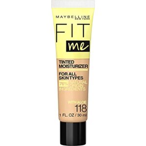 maybelline fit me tinted moisturizer, natural coverage, face makeup, 118, 1 count