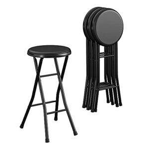 cosco 24″ vinyl padded folding stool, multipurpose, for small spaces, double braced, 4-pack, black