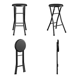 COSCO 24" Vinyl Padded Folding Stool, Multipurpose, for Small Spaces, Double Braced, 4-Pack, Black