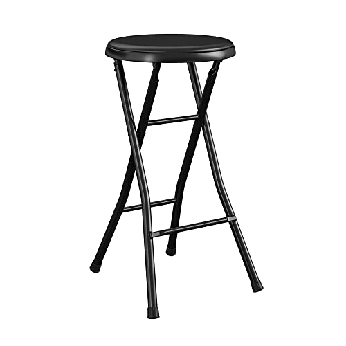 COSCO 24" Vinyl Padded Folding Stool, Multipurpose, for Small Spaces, Double Braced, 4-Pack, Black