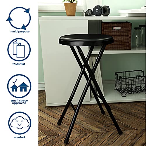 COSCO 24" Vinyl Padded Folding Stool, Multipurpose, for Small Spaces, Double Braced, 4-Pack, Black