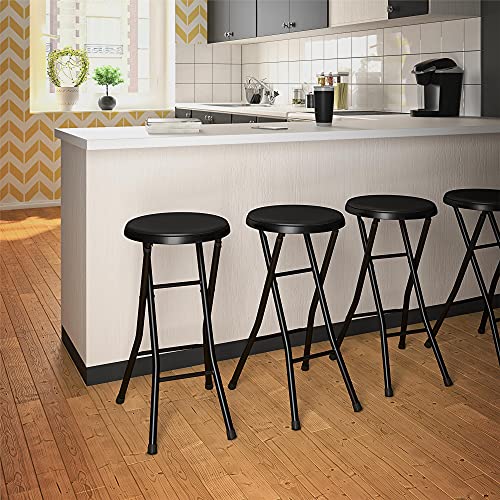 COSCO 24" Vinyl Padded Folding Stool, Multipurpose, for Small Spaces, Double Braced, 4-Pack, Black