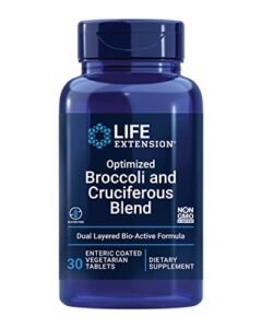 life extension optimized broccoli & cruciferous blend – broccoli seed, rosemary, cabbage extract green vegetable food supplement – gluten-free, non-gmo, vegetarian – 30 tablets