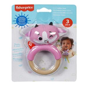 Fisher-Price Knit Animal Teether - Pink Goat That's a Baby Rattle and Teether Toy