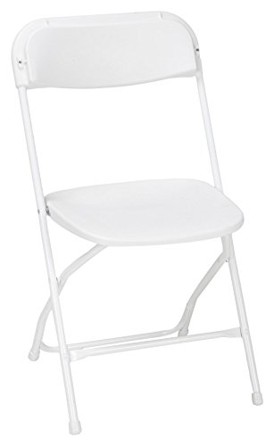 COSCO ZOWN Commercial 300 lb. Use Rate Heavy Duty, Injection Mold Banquet Folding Chair with Comfortable Contoured Back, White, 8 Pack