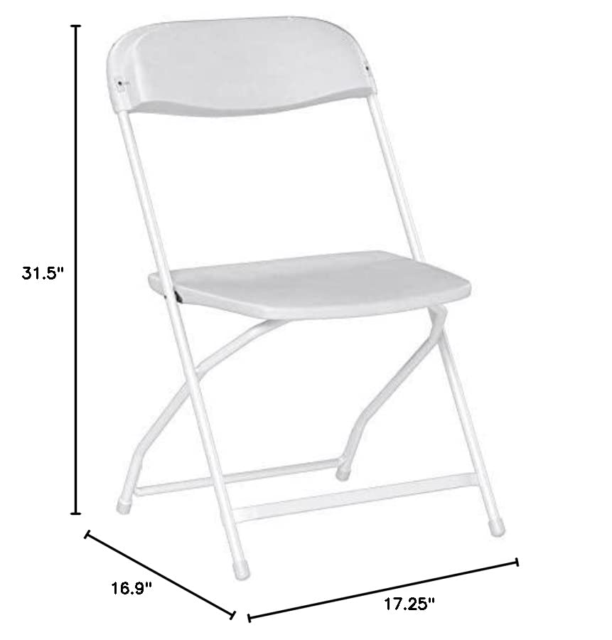 COSCO ZOWN Commercial 300 lb. Use Rate Heavy Duty, Injection Mold Banquet Folding Chair with Comfortable Contoured Back, White, 8 Pack