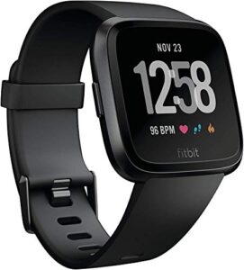 fitbit versa smart watch, black/black aluminium, one size (s & l bands included)
