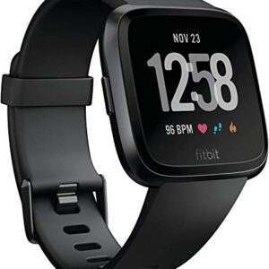 Fitbit Versa Smart Watch, Black/Black Aluminium, One Size (S & L Bands Included)