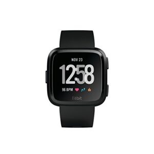 Fitbit Versa Smart Watch, Black/Black Aluminium, One Size (S & L Bands Included)