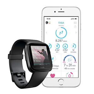 Fitbit Versa Smart Watch, Black/Black Aluminium, One Size (S & L Bands Included)