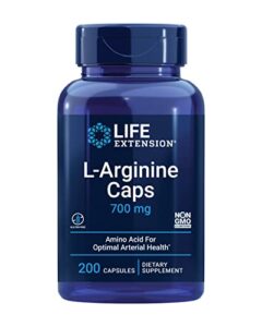 life extension l-arginine caps – l-arginine supplement for men and women with vitamin c – for immune system support and cardiovascular health -700 mg – gluten-free, non-gmo – 200 capsules