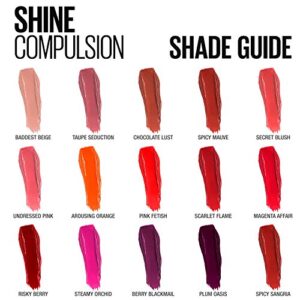 Maybelline New York Color Sensational Shine Compulsion Lipstick Makeup, Spicy Sangria, 0.1 Ounce