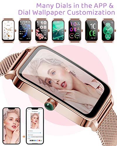 BOCLOUD Smart Watch, Smart Watches for Women Men, iPhone Android Smart Watch with Blood Oxygen/Heart Rate/Sleep Monitor, IP68 Waterproof Fitness Tracker with 12 Sport Modes(Gold)