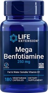 life extension mega benfotiamine, 250 mg, 180 veg caps with thiamine – vitamin b1 supplement
