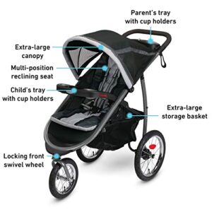 Graco FastAction Fold Jogger Travel System | Includes the FastAction Fold Jogging Stroller and SnugRide 35 Infant Car Seat, Gotham