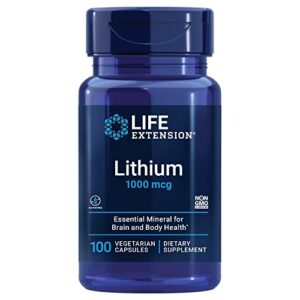 life extension lithium 1000 mcg – for brain health, anti-aging & longevity – memory & cognition, mood support supplement -once daily – gluten-free, non-gmo – 100 count