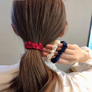 12Pcs Satin Elastic Hair Bands, Comfortable Silk Hair Scrunchies Skinny Hair Ties Ropes Elastics Ponytail Holders for Women Girls Hair Accessories Gift