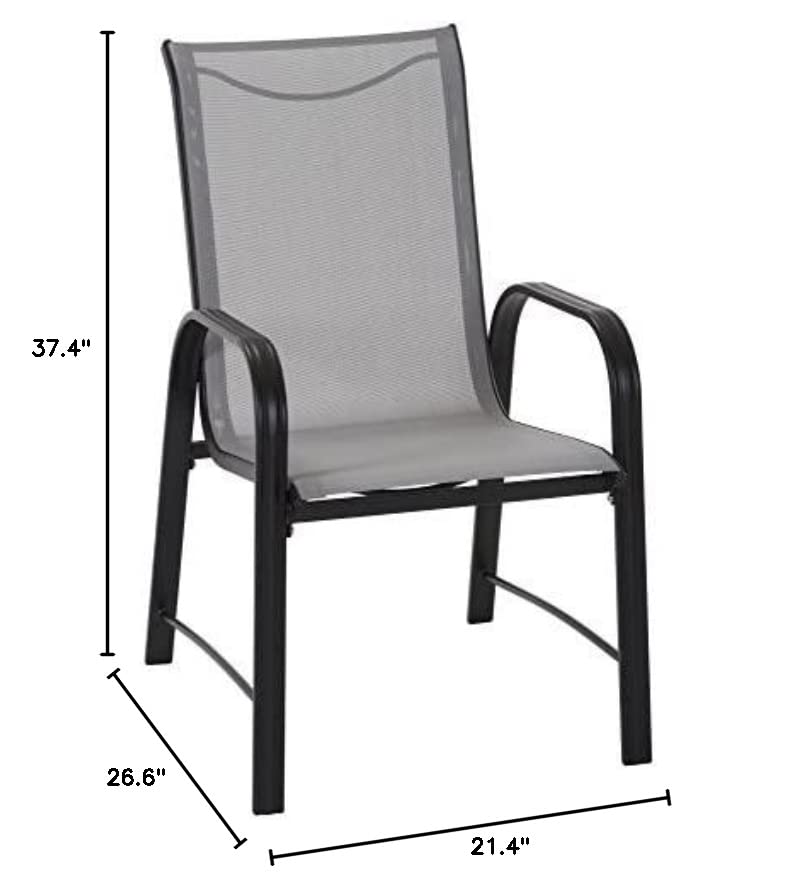 Cosco Outdoor Living Dining Chairs, 6-Pack, Gray Frame, Light Gray Sling (88645GLGE)