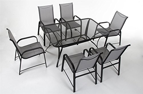 Cosco Outdoor Living Dining Chairs, 6-Pack, Gray Frame, Light Gray Sling (88645GLGE)