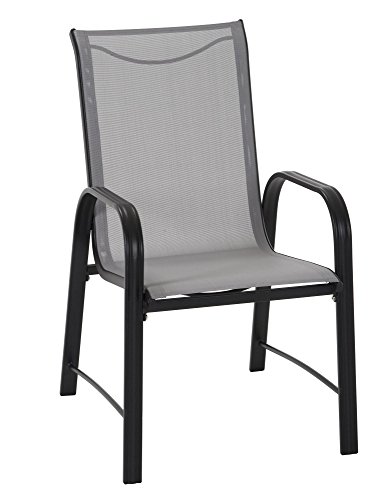 Cosco Outdoor Living Dining Chairs, 6-Pack, Gray Frame, Light Gray Sling (88645GLGE)