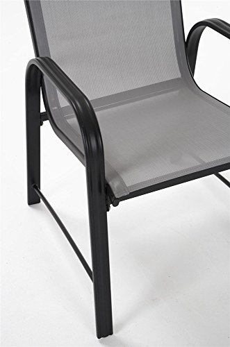 Cosco Outdoor Living Dining Chairs, 6-Pack, Gray Frame, Light Gray Sling (88645GLGE)