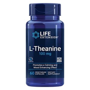 life extension l-theanine, 100 mg, 60 vegetarian capsules — supports a calming & mood enhancing effect, amino acid derived from tea – gluten-free, non-gmo