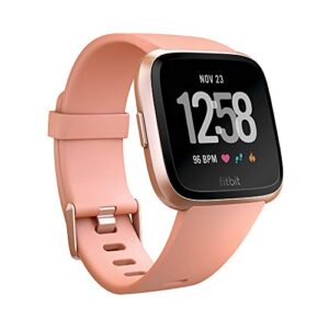 fitbit versa smart watch, peach/rose gold aluminium, one size (s & l bands included)