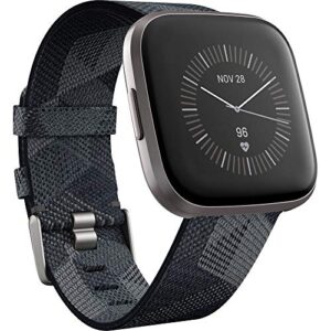 fitbit versa 2 special edition health and fitness smartwatch with heart rate, music, alexa built-in, sleep and swim tracking, smoke woven/mist grey, one size (s and l bands included) (renewed)