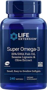 life extension super omega 3 epa dha with sesame lignans and olive fruit extract 240