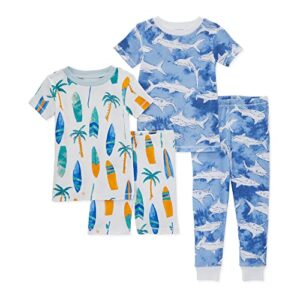 burt’s bees baby baby boys’ pajamas, tee and pant 2-piece pj set, 100% organic cotton, hang ten 2pk