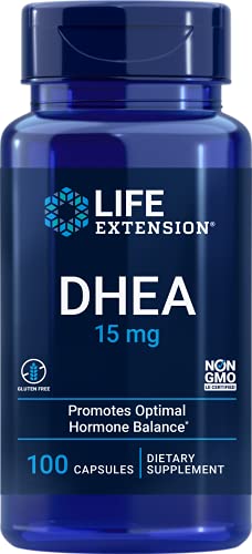 Life Extension DHEA 15mg - For Hormone Balance, Immune Support, Lean Muscle Mass, Anti-Aging, Bone and Sexual Health - Supports Memory & Mood - Gluten-Free, Non-GMO - 100 Capsules