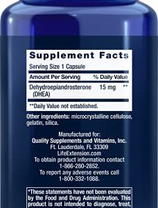 Life Extension DHEA 15mg - For Hormone Balance, Immune Support, Lean Muscle Mass, Anti-Aging, Bone and Sexual Health - Supports Memory & Mood - Gluten-Free, Non-GMO - 100 Capsules